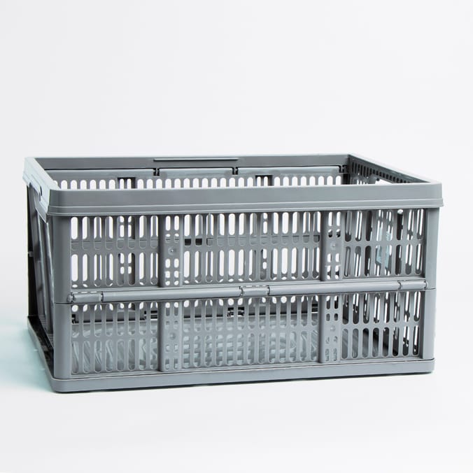 Fold Flat Crate Grey (4x), Grey, stroage, stroage box, foldable