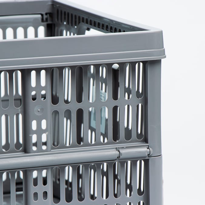 Fold Flat Crate Grey (4x), Grey, stroage, stroage box, foldable