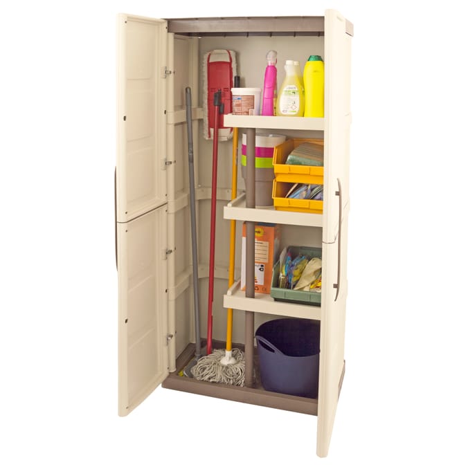 Shire Large Storage Cupboard with Shelves & Broom Storage, indoor