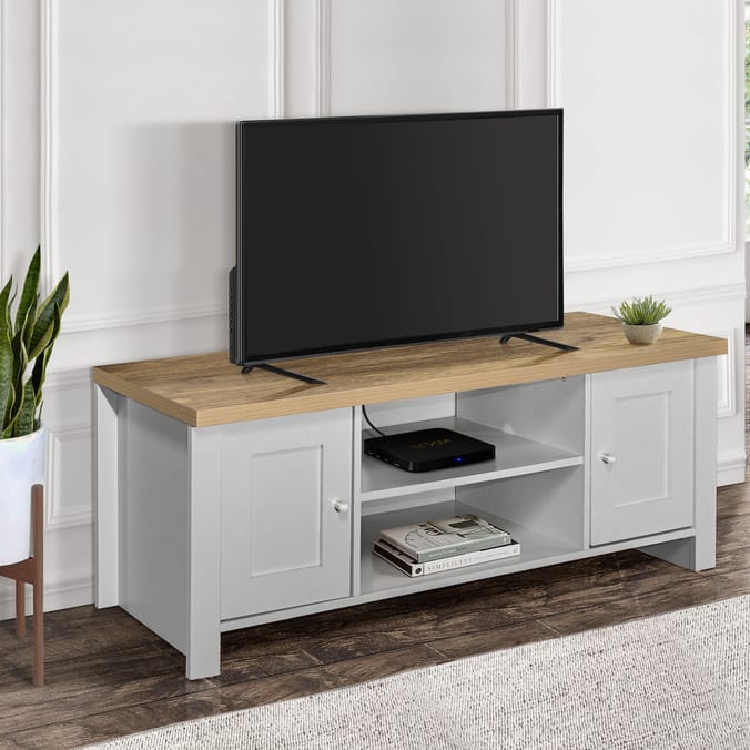 Birlea Highgate Large TV Unit Grey & Oak Effect, televisions stands