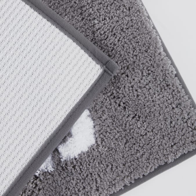 Bathroom Slogan NonSlip Bath Mat Grey, logo, word, wording, rug