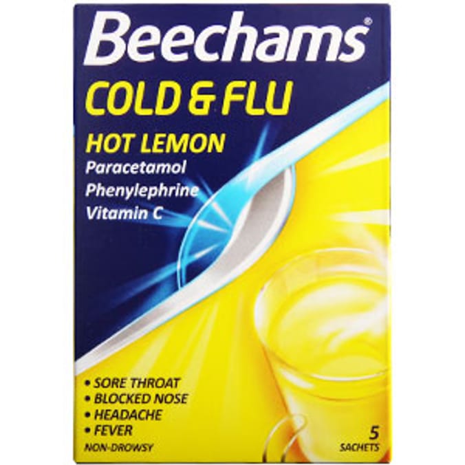 Beechams Cold & Flu Hot Lemon: 5 Sachets