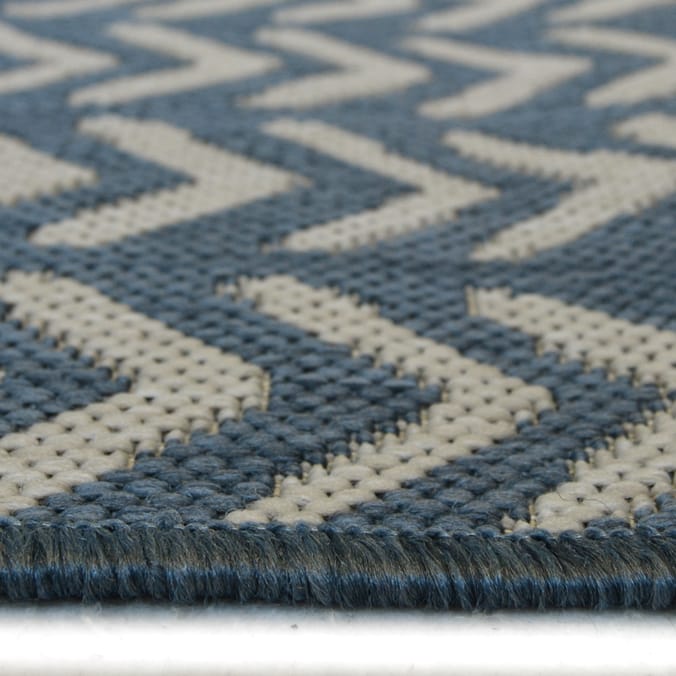 Navy Herringbone Indoor/Outdoor Rug