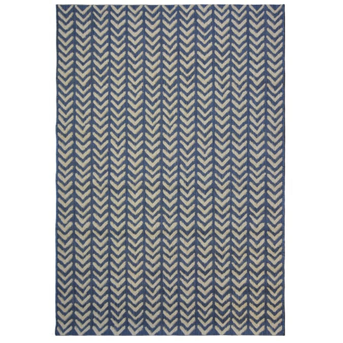 Navy Herringbone Indoor/Outdoor Rug