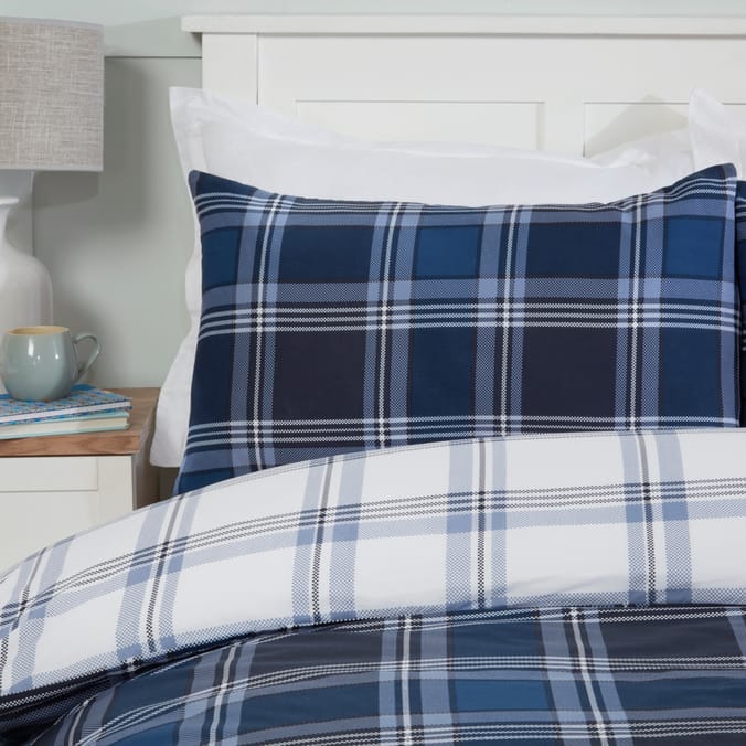 Sleepdown Navy Check Reversible Duvet Set