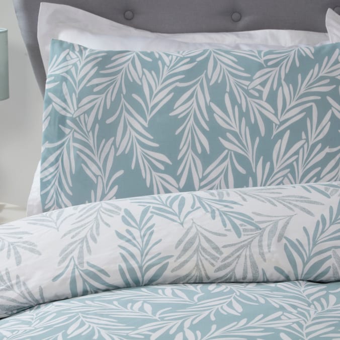 Sleepdown Trailing Leaf Sage Green Bedding Reversible Duvet Set, leaves ...