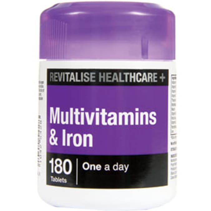 Revitalise Health+ Multivitamins & Iron 180 Capsules Home Bargains