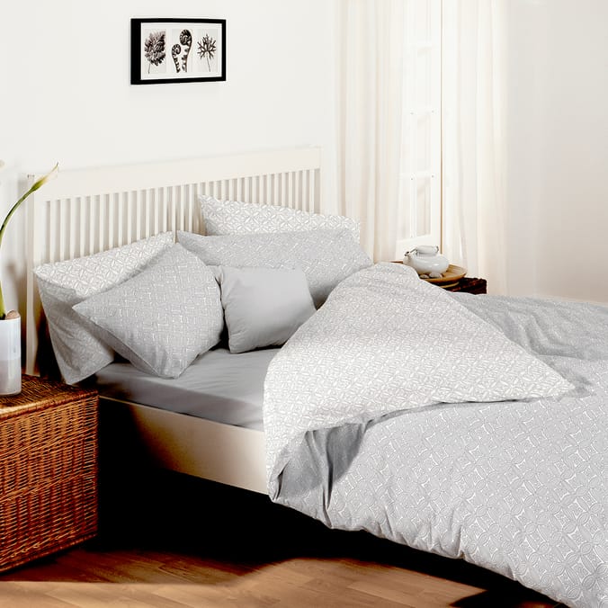 Home Collections Maroc Printed Duvet Set Grey, cover, bed, covers