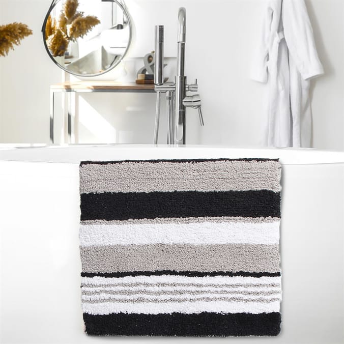 Bathroom Stripe Bath Mat Black, bathroom, shower, bathing