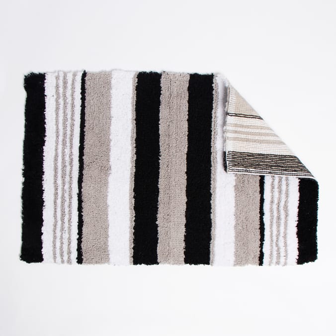 Bathroom Stripe Bath Mat Black, bathroom, shower, bathing