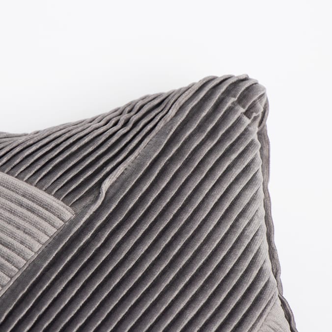 Home Collections Velvet Pleated Cushion Charcoal, cushions, pleat