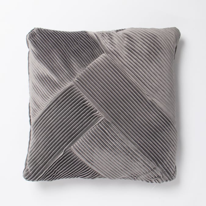 Home Collections: Velvet Pleated Cushion - Charcoal