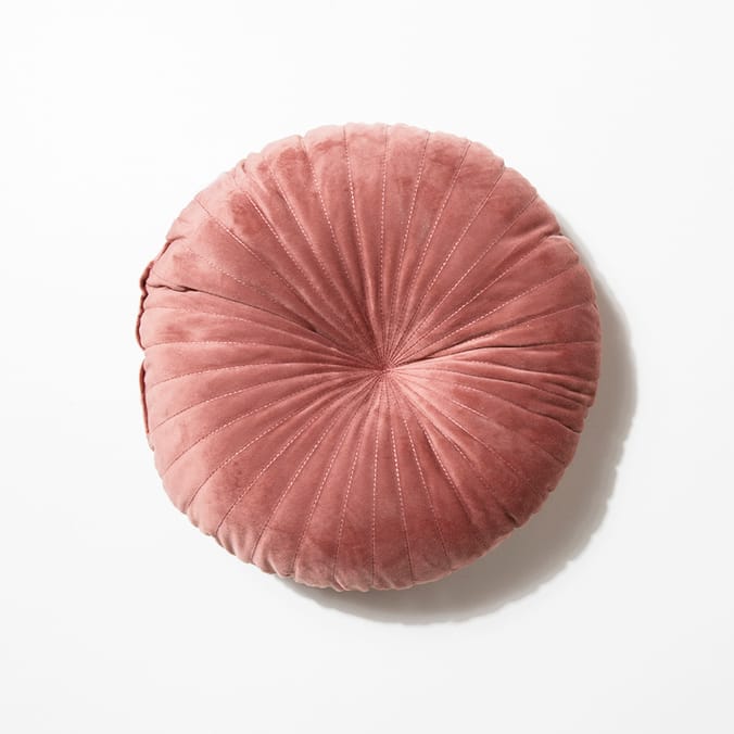 Home Collections Round Velvet Cushion Pink, cushions, living, room