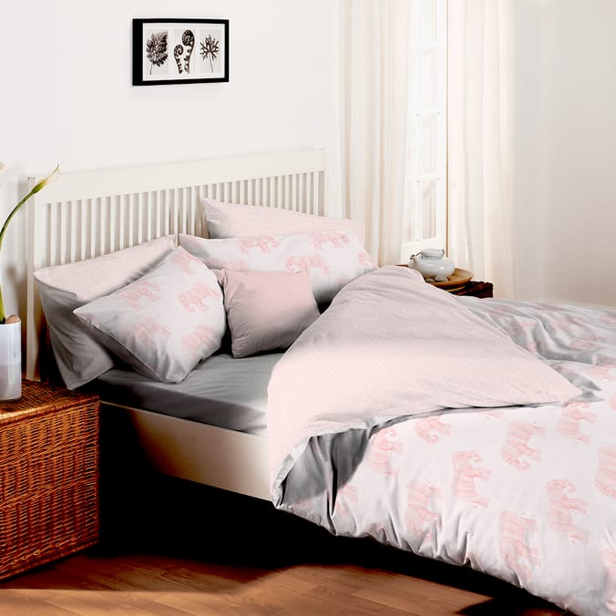 Home Collections Elephant Pom Pom Duvet Set Pink, cover, covers