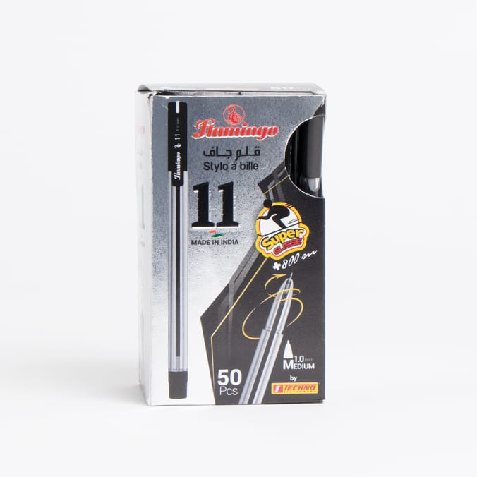 Flamingo 50 Black Ballpoint Pen Box, pens, ballpen, stationary, office, boxes, boxs, Home