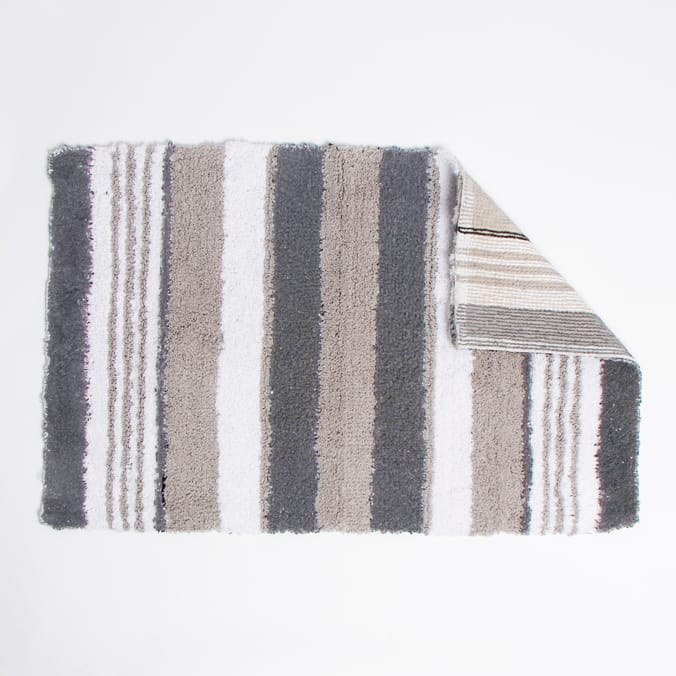 Bathroom: Stripe Bath Mat - Grey