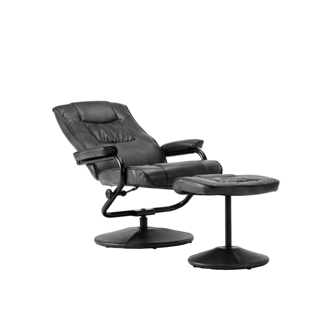 Birlea Memphis Swivel Chair & Footstool Black, chairs living room