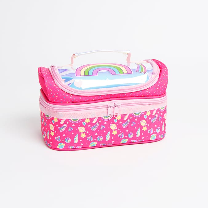 Scribble Pop Compartment Lunch Bag Rainbow pink girl girls ladies girl s rainbows unicorns lunchbox lunchboxes lunchbag lunchbags bags Home Bargains