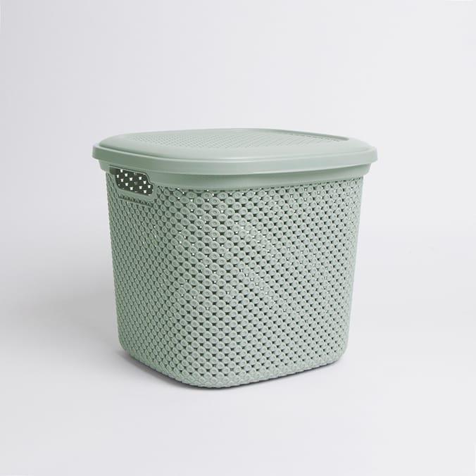 Diamond Hinge Lid Basket Mint Green, decor, home, store, storage