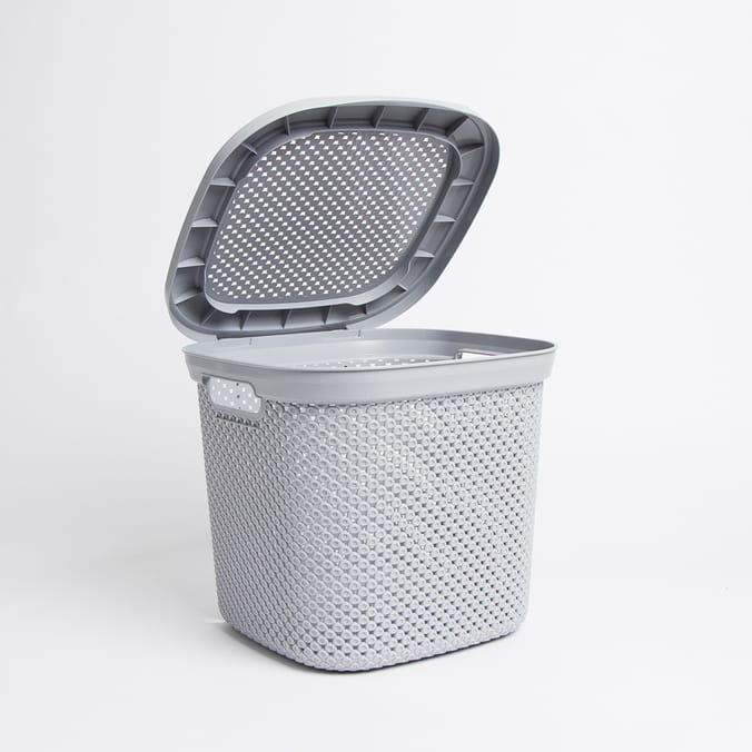 Diamond Hinge Lid Basket,grey, decor, home, store, storage, basket