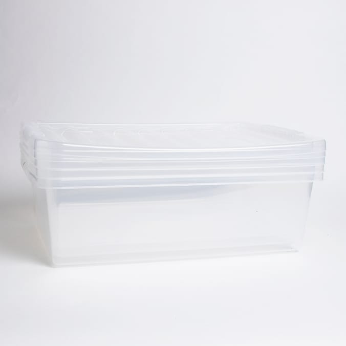 3 x 32 Litre Underbed Storage Clear Boxes with Clear Lid under bed
