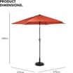 VonHaus 2.7M Steel Powder Coated UV30+ Crank & Tilt Parasol: Burnt Orange