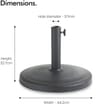 VonHaus Round Heavy Duty 12kg Concrete Parasol Base: Classic Black