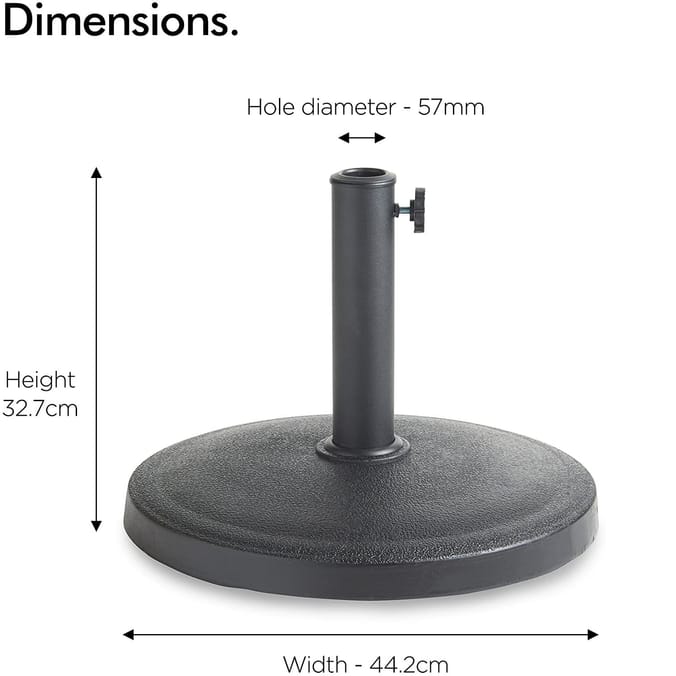VonHaus 12Kg Round Heavy Duty Concrete Parasol Base Classic Black