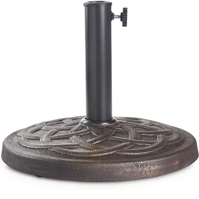 VonHaus Heavy Duty Round Patterned Parasol Base Brushed Bronze