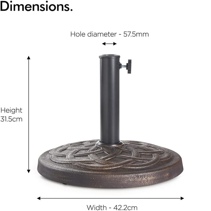 VonHaus Heavy Duty Round Patterned Parasol Base Brushed Bronze