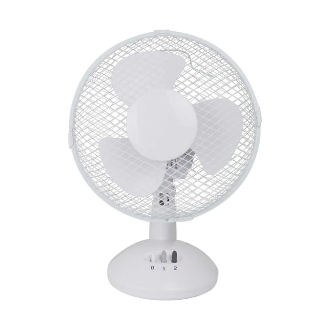 Status 9" Desk Fan White, fans, oscillating, moving, turning