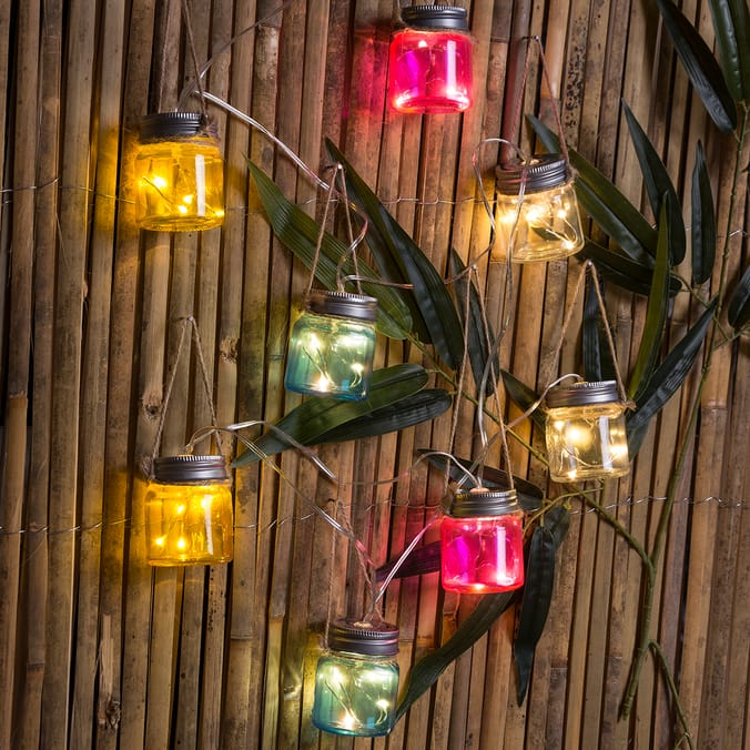 Firefly 8 Glass Mason Jar LED String Lights outdoor party garden