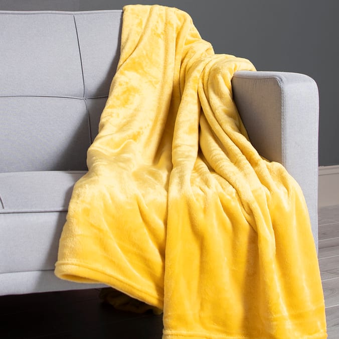 Home Collections Super Soft Throw 220cm x 220cm Mustard, blanket