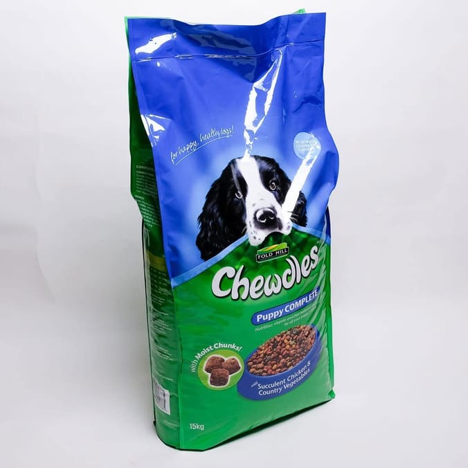 Chewdles Puppy Complete Chicken Vegetables 15kg food kibble feed dog small Home Bargains