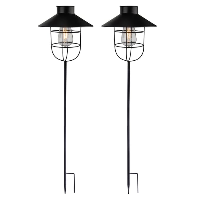 Firefly: 2 Metal Lantern Stake Solar Lights - Black