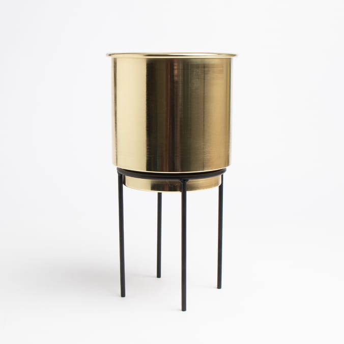 Ports Of Call by Jeff Banks Gold Metal Plant Pot & Stand, planter