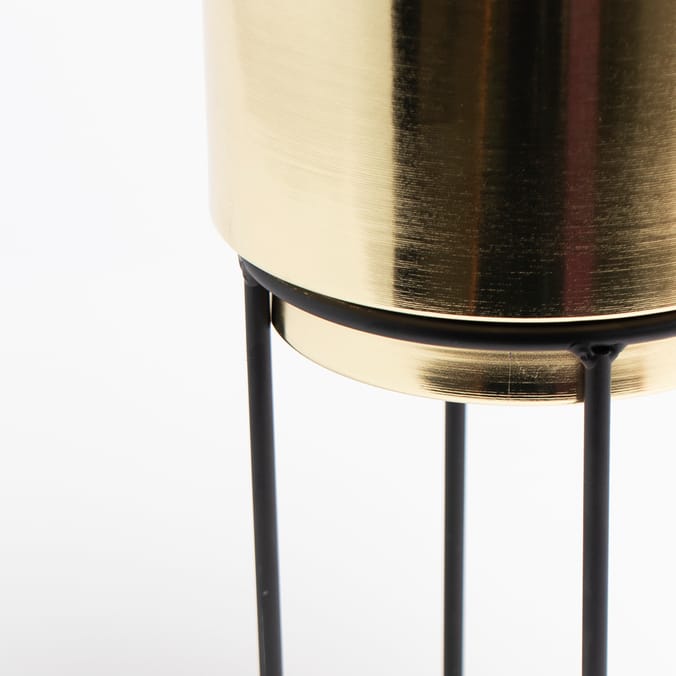 Ports Of Call by Jeff Banks Gold Metal Plant Pot & Stand, planter