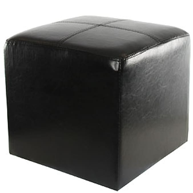 Black Faux Leather Foot Stool