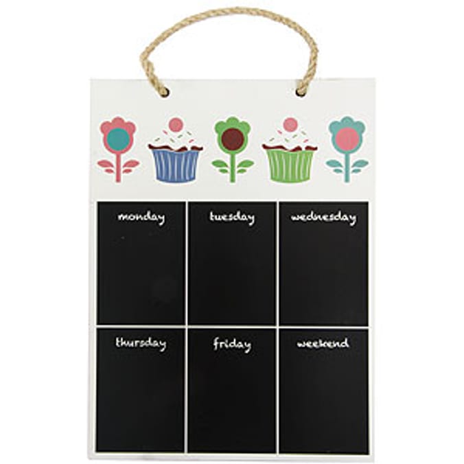 Weekly Planner Chalkboard Flowers Home Bargains
