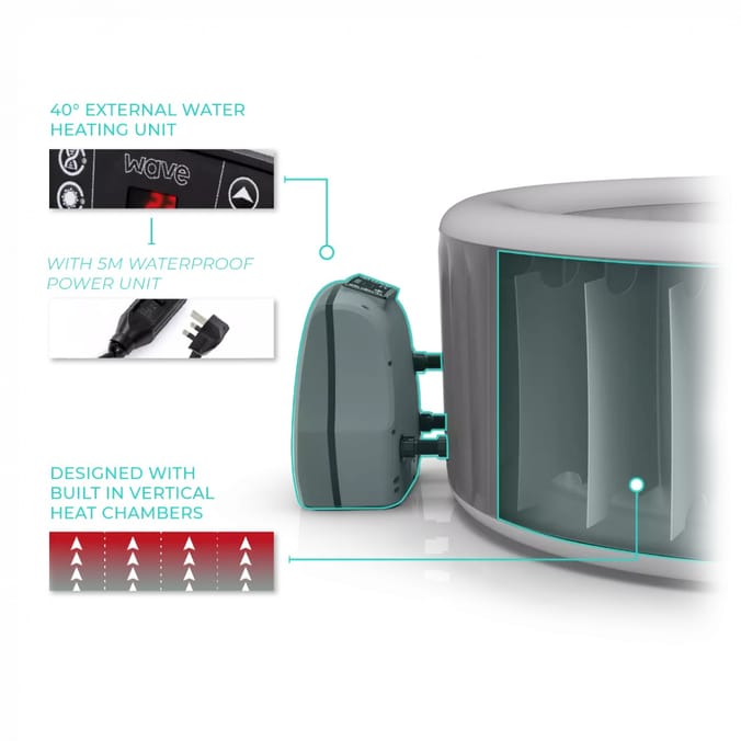 Wave Spa Atlantic Black Inflatable Hot Tub (24 Person), hot tubs pools