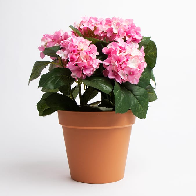 Jardin Hand Made Artificial Patio Planter Hydrangea Pink, fake faux