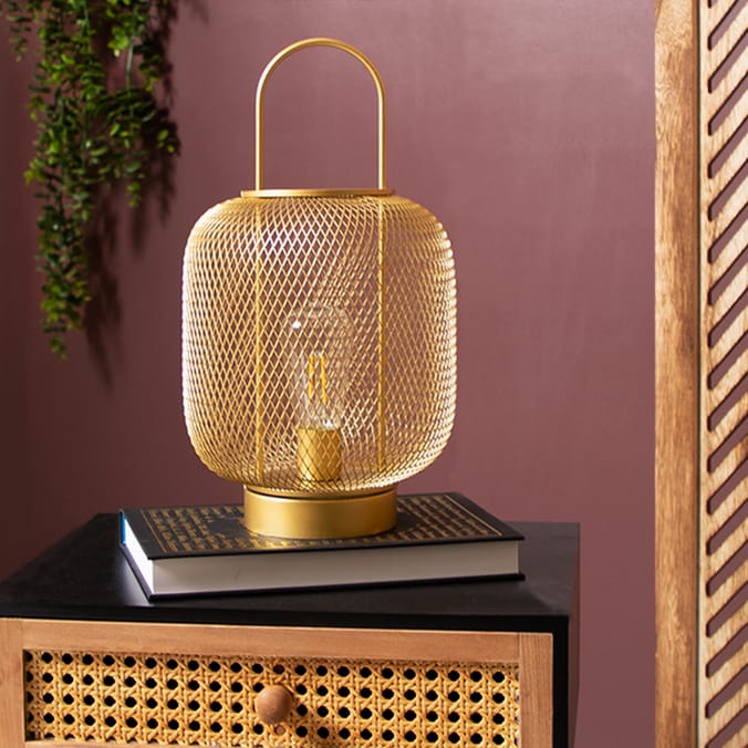 Home Collections: Gold Mesh LED Lantern