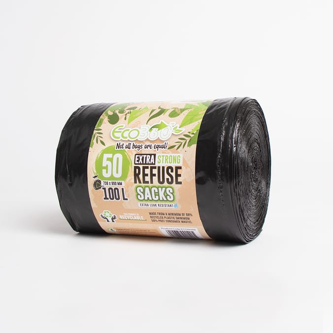 50 Extra Strong Refuse Sacks 100L bin bag bags recycle recycled