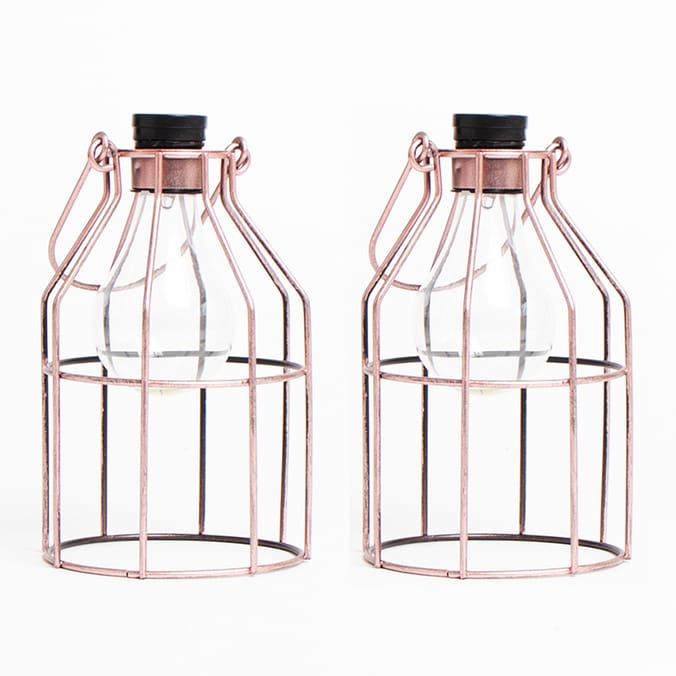 Firefly: LED Wire Frame Lantern Solar Light - Black (Case of 2)