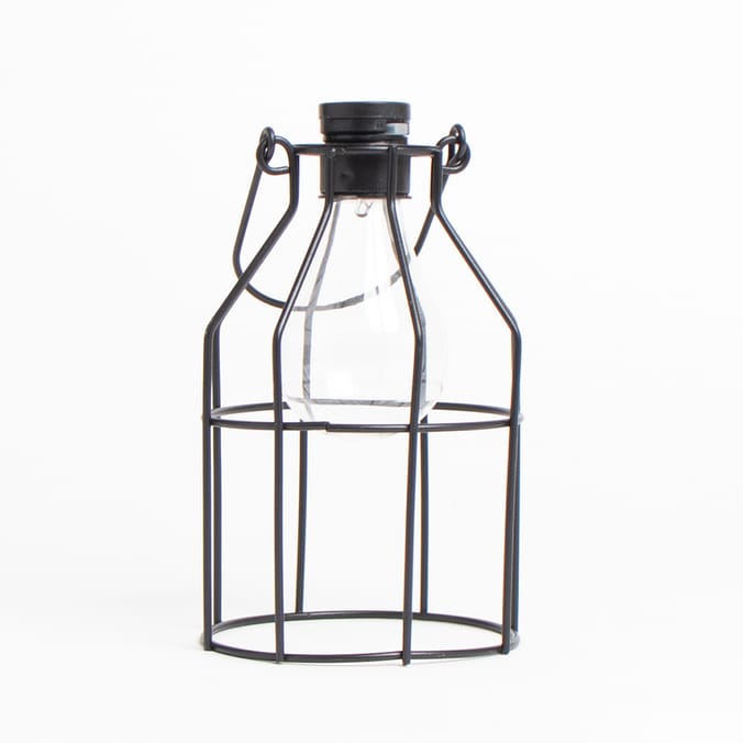 Firefly: LED Wire Frame Lantern Solar Light - Black (Case of 2)