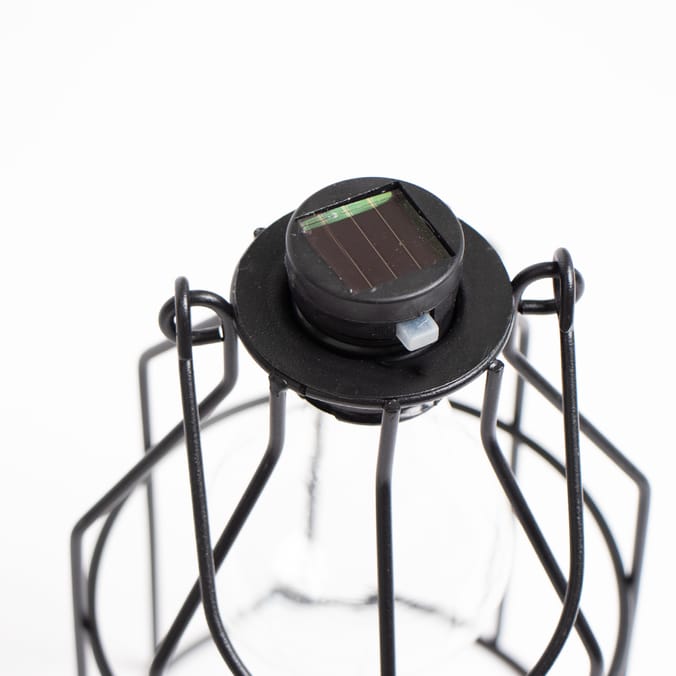 Firefly: LED Wire Frame Lantern Solar Light - Black (Case of 2)