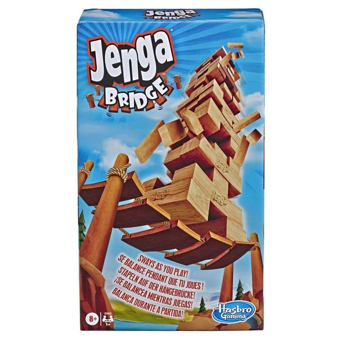 Hasbro Gaming Jenga Bridge, jengas building blocks family fun games