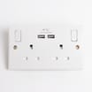 White Double Socket with USB Ports