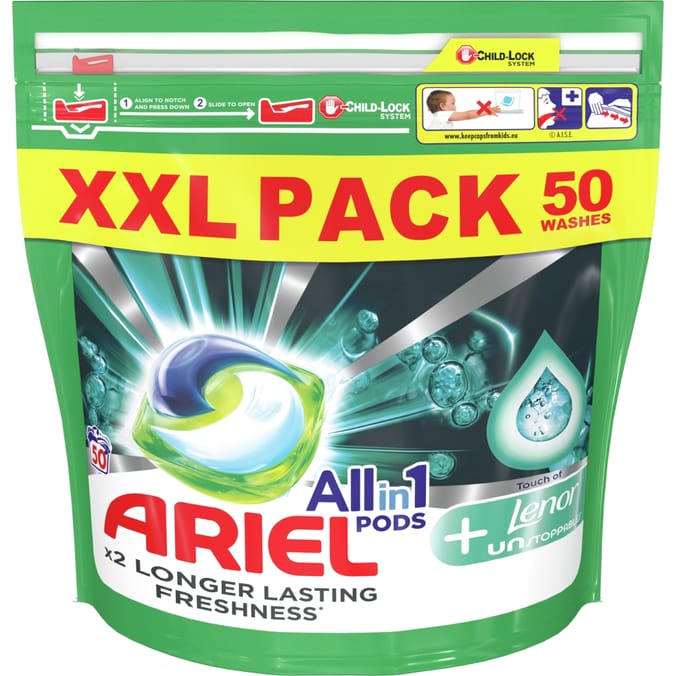 Ariel Allin1 Pods +Unstoppables Washing Liquid Capsules, 50 Washes