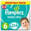 Pampers: Baby-Dry Nappies Monthly Pack - Size 6 (124 Nappies)